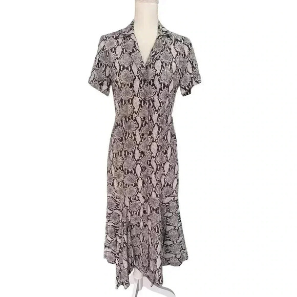 A.L.C. Clarkson Midi Shirt Dress in Nude Snake Print - Size 6 - Picture 2 of 7
